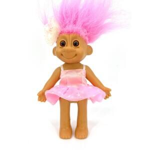 RUSS Lucky Ballerina Troll Doll Pink Hair Brown Eyes